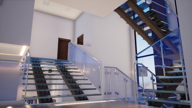 Expertise sur escaliers en verre dans un hôtel de luxe proche de Bordeaux