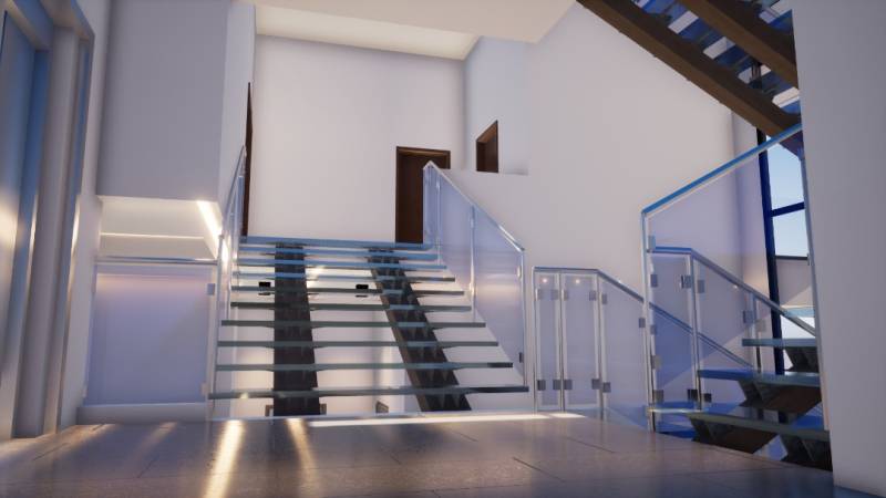 Expertise sur escaliers en verre dans un hôtel de luxe proche de Bordeaux